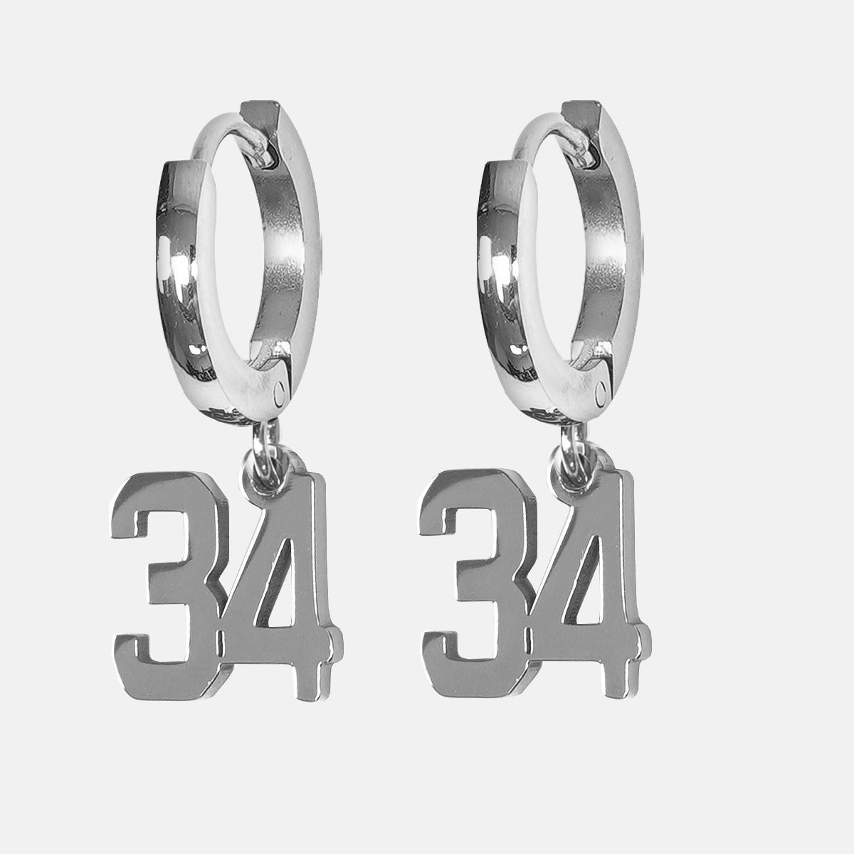 34 Number Earring - Stainless Steel
