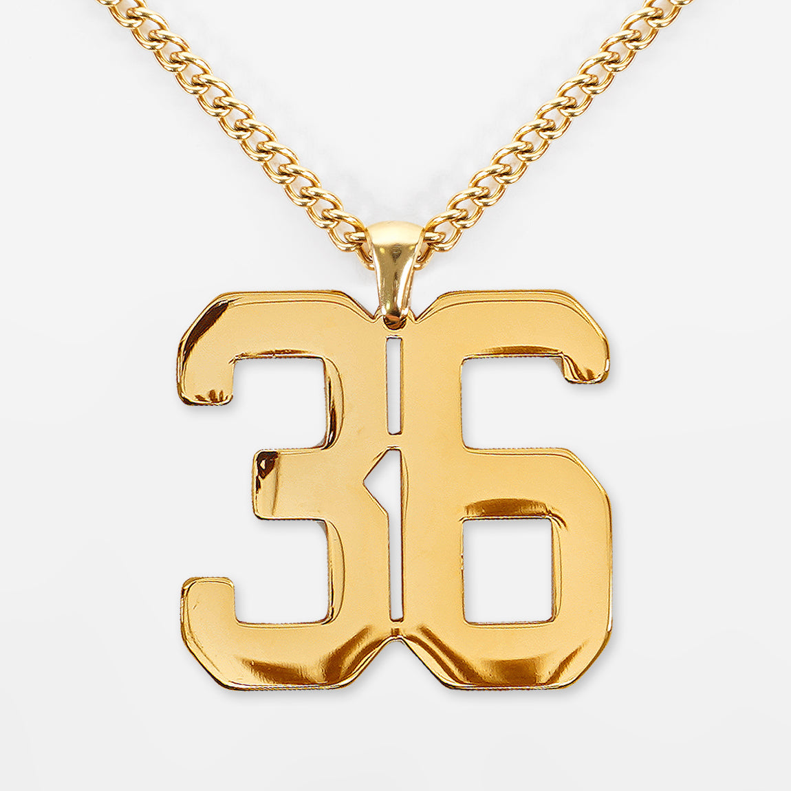 36 Number Pendant with Chain Kids Necklace - Gold Plated Stainless Steel