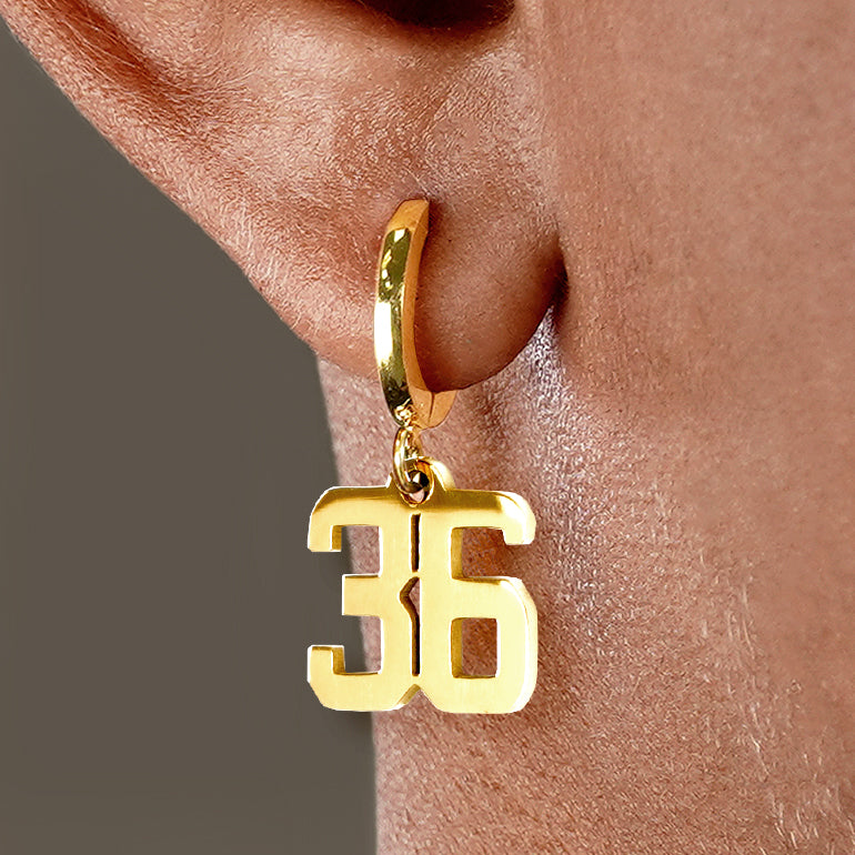 36 Number Earring - Gold Plated Stainless Steel