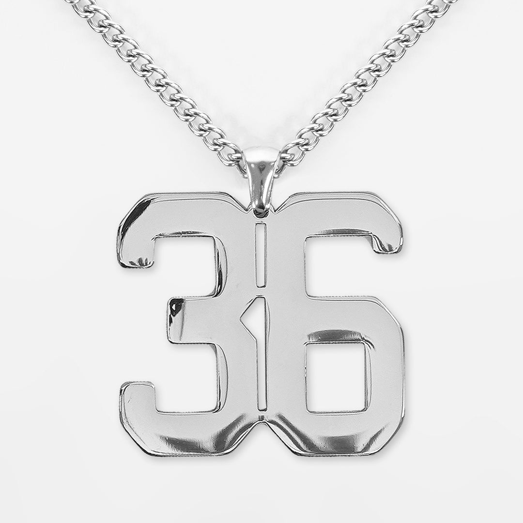 36 Number Pendant with Chain Necklace - Stainless Steel