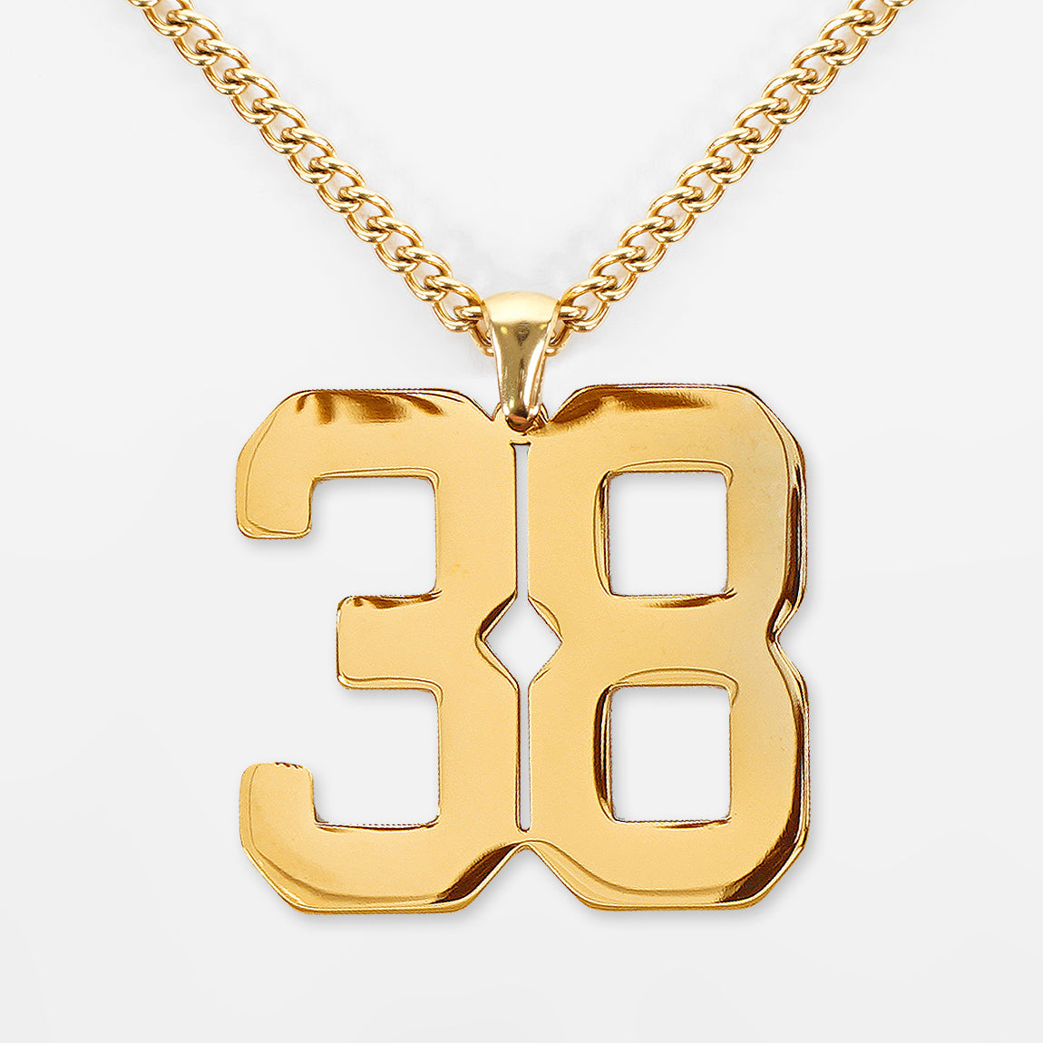 38 Number Pendant with Chain Kids Necklace - Gold Plated Stainless Steel