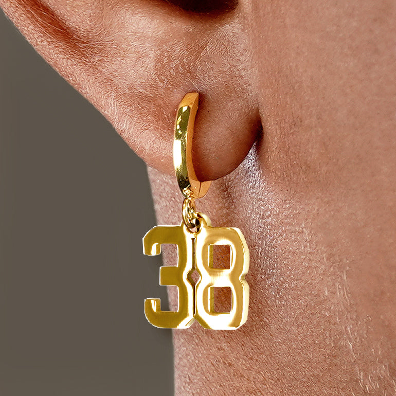 38 Number Earring - Gold Plated Stainless Steel