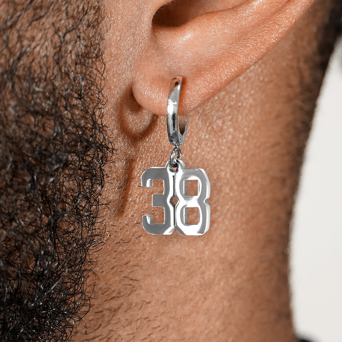 38 Number Earring - Stainless Steel