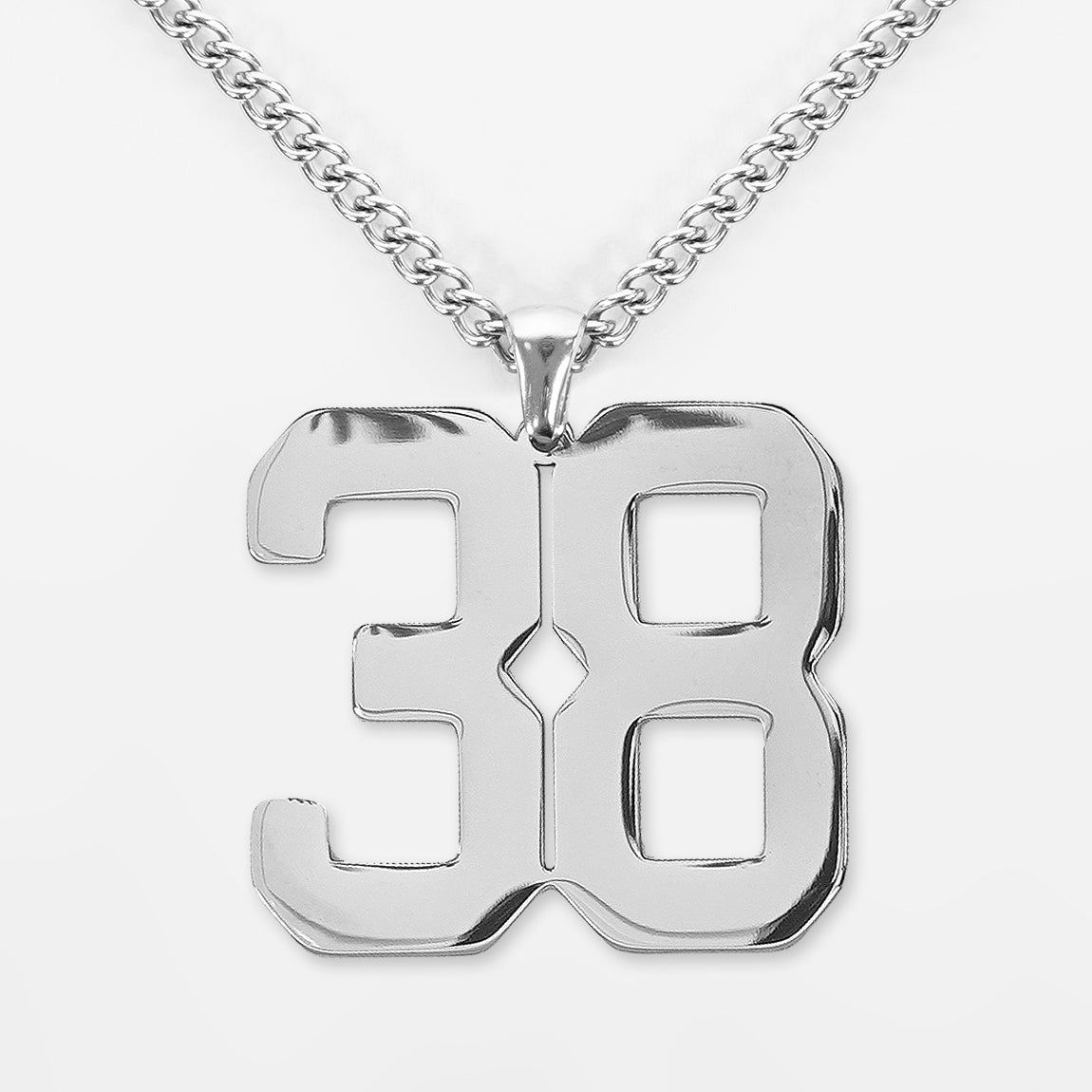 38 Number Pendant with Chain Necklace - Stainless Steel