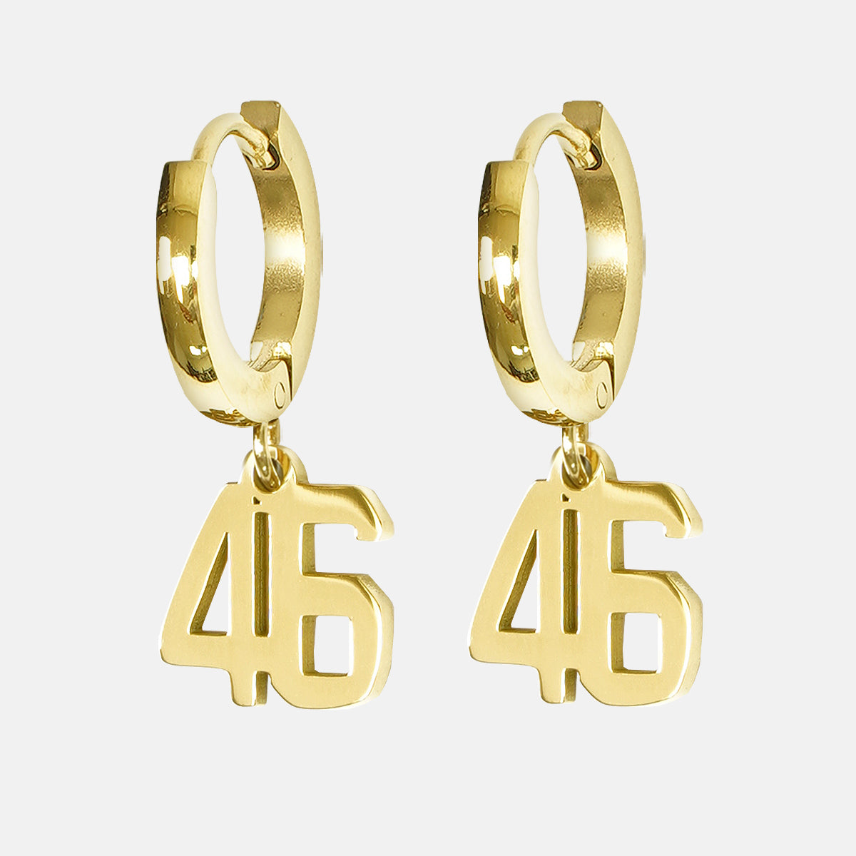 46 Number Earring - Gold Plated Stainless Steel