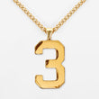 3 Number Pendant with Chain Necklace - Gold Plated Stainless Steel