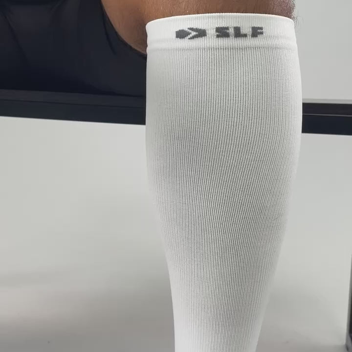 Lineman White Knitted Compression Calf Sleeves