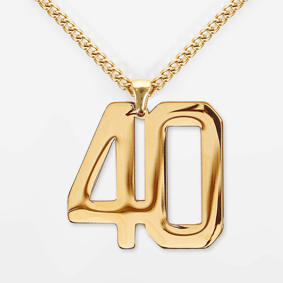 40 Number Pendant with Chain Necklace - Gold Plated Stainless Steel