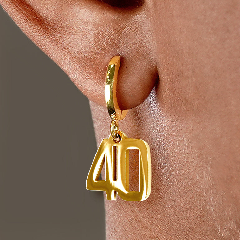 40 Number Earring - Gold Plated Stainless Steel