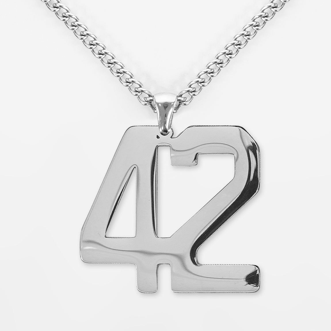 42 Number Pendant with Chain Necklace - Stainless Steel