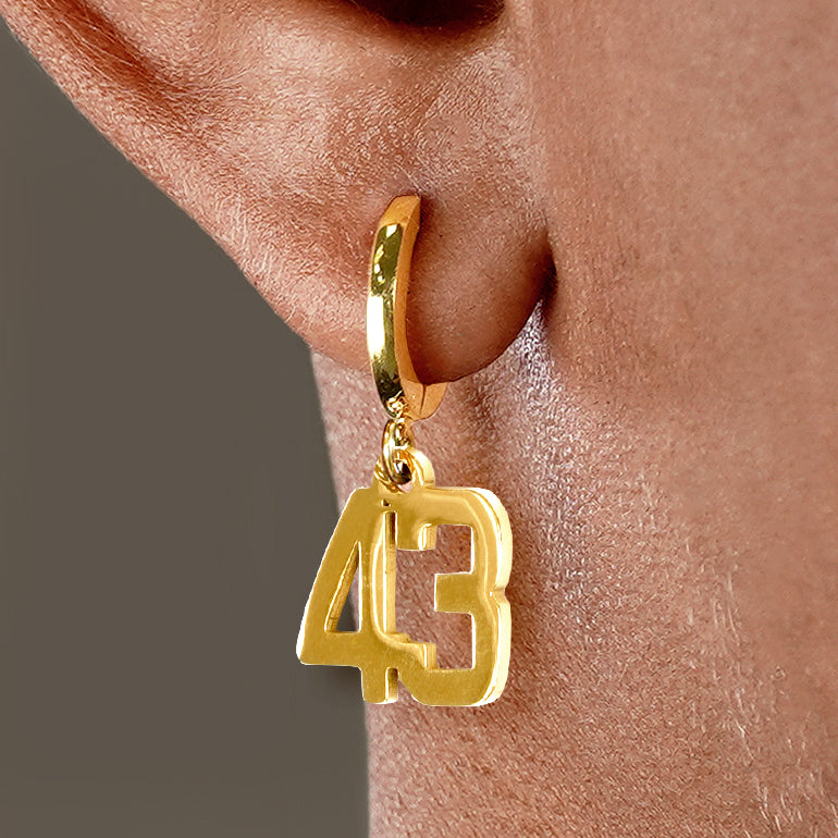 43 Number Earring - Gold Plated Stainless Steel