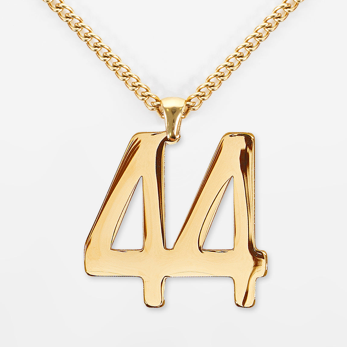 44 Number Pendant with Chain Necklace - Gold Plated Stainless Steel