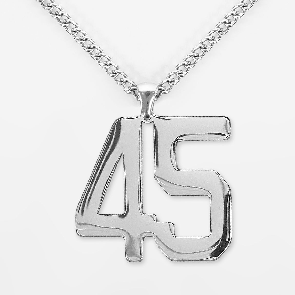 45 Number Pendant with Chain Necklace - Stainless Steel
