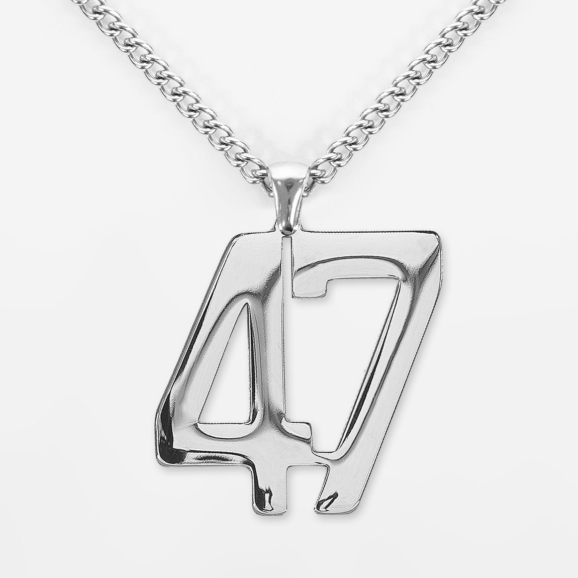 47 Number Pendant with Chain Necklace - Stainless Steel