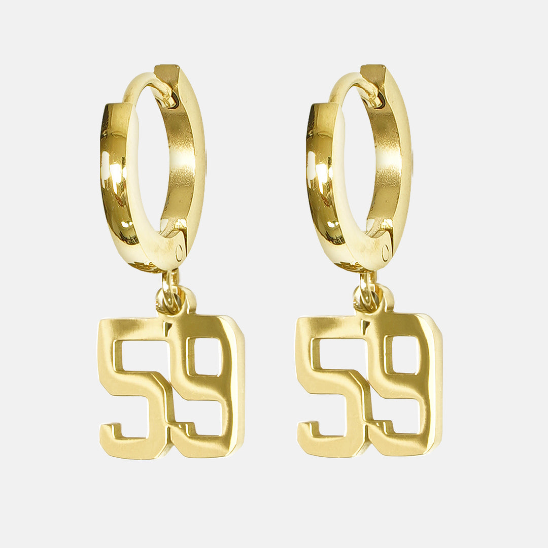 59 Number Earring - Gold Plated Stainless Steel