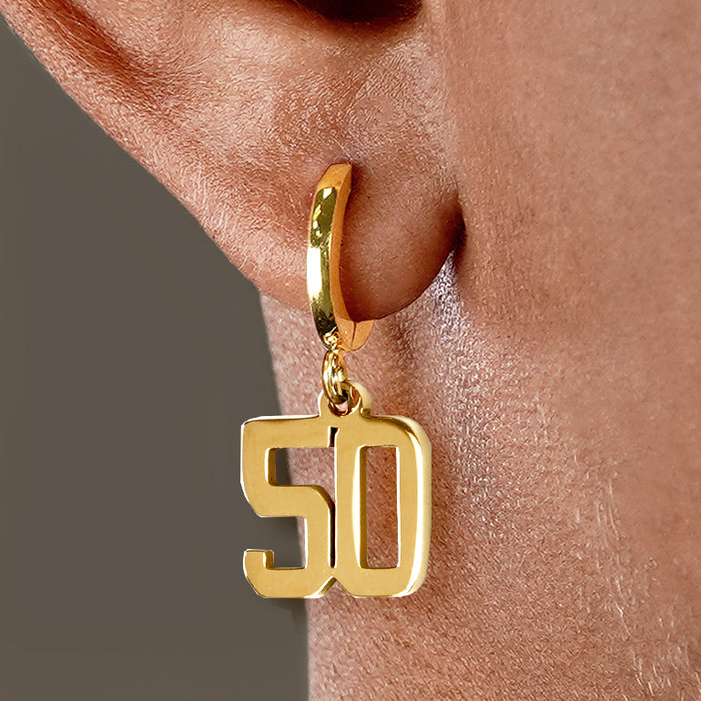 50 Number Earring - Gold Plated Stainless Steel