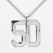 50 Number Pendant with Chain Kids Necklace - Stainless Steel