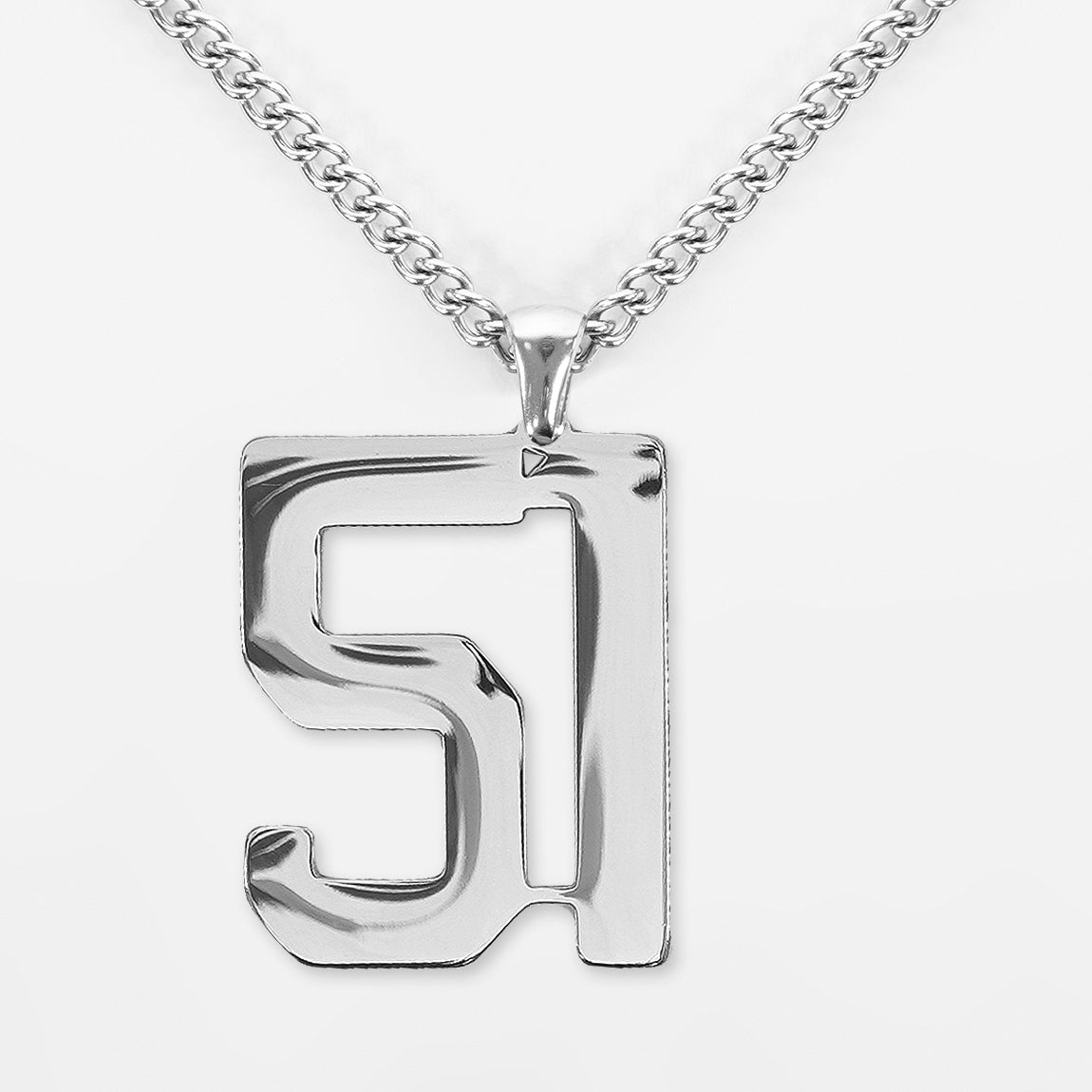 51 Number Pendant with Chain Necklace - Stainless Steel