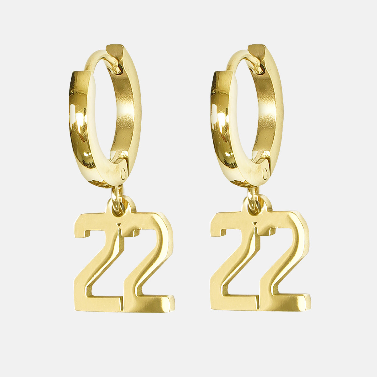 22 Number Earring - Gold Plated Stainless Steel