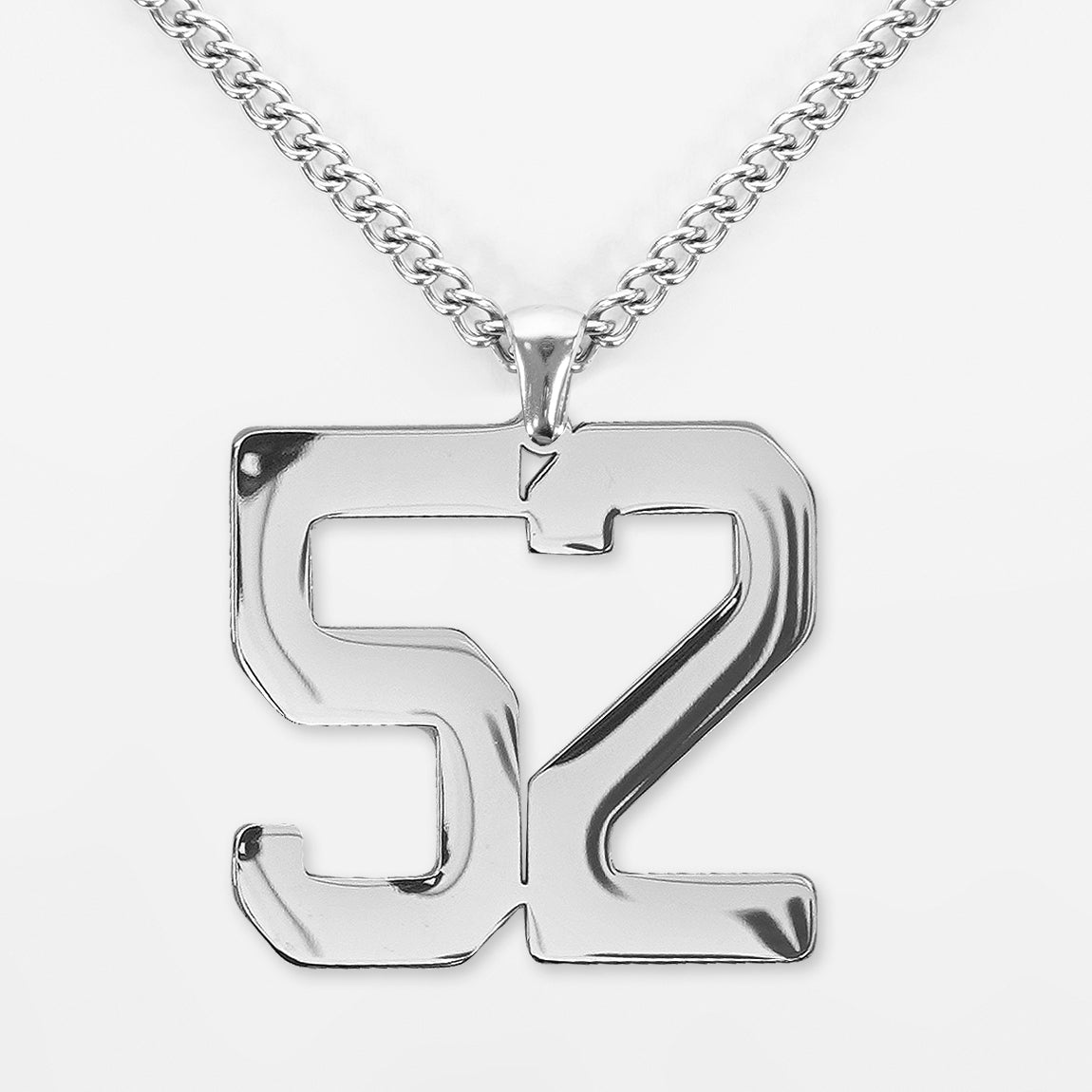 52 Number Pendant with Chain Necklace - Stainless Steel
