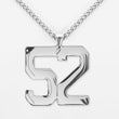 52 Number Pendant with Chain Kids Necklace - Stainless Steel