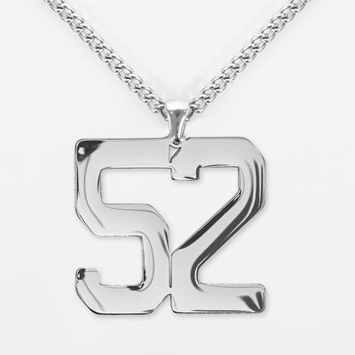 52 Number Pendant with Chain Necklace - Stainless Steel