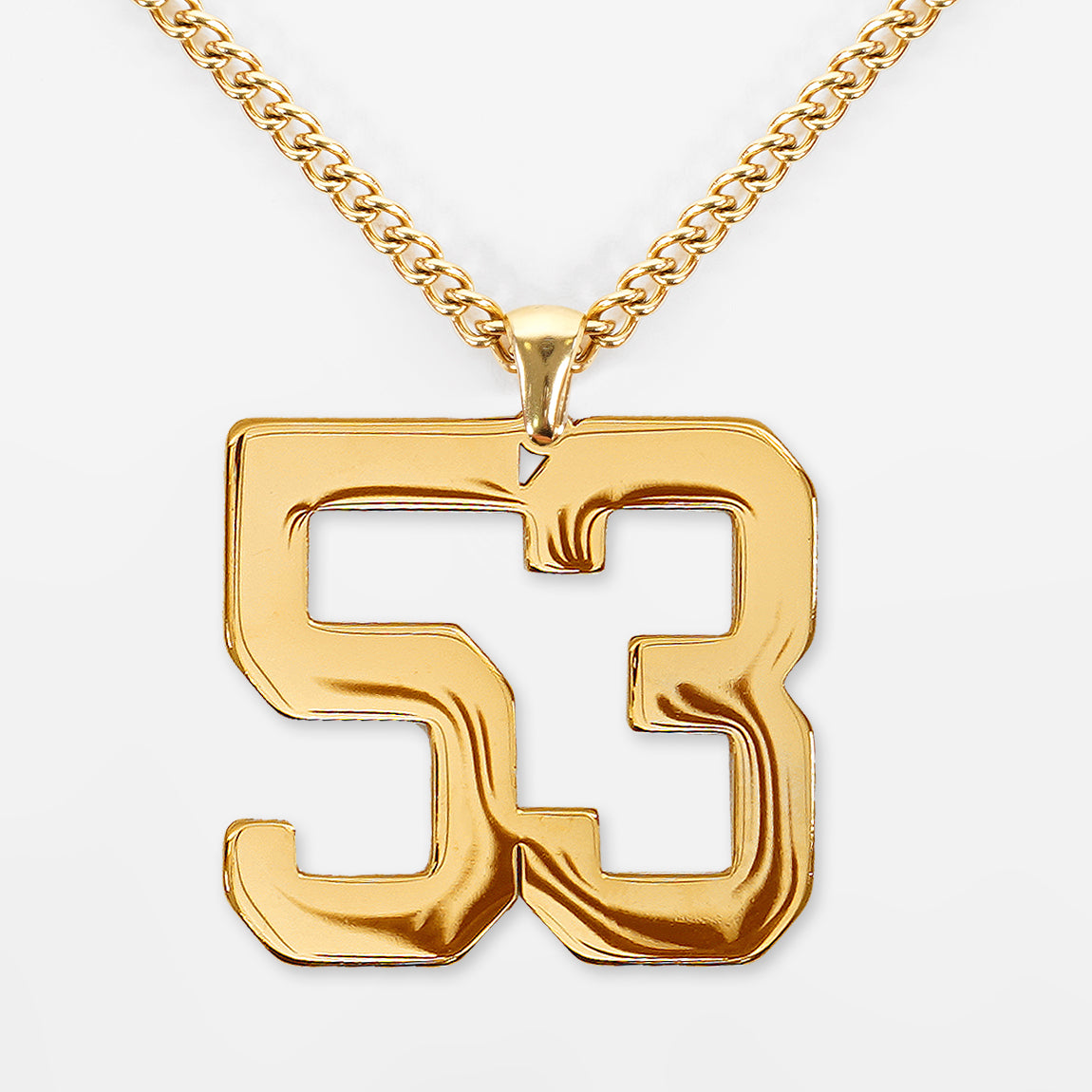 53 Number Pendant with Chain Necklace - Gold Plated Stainless Steel