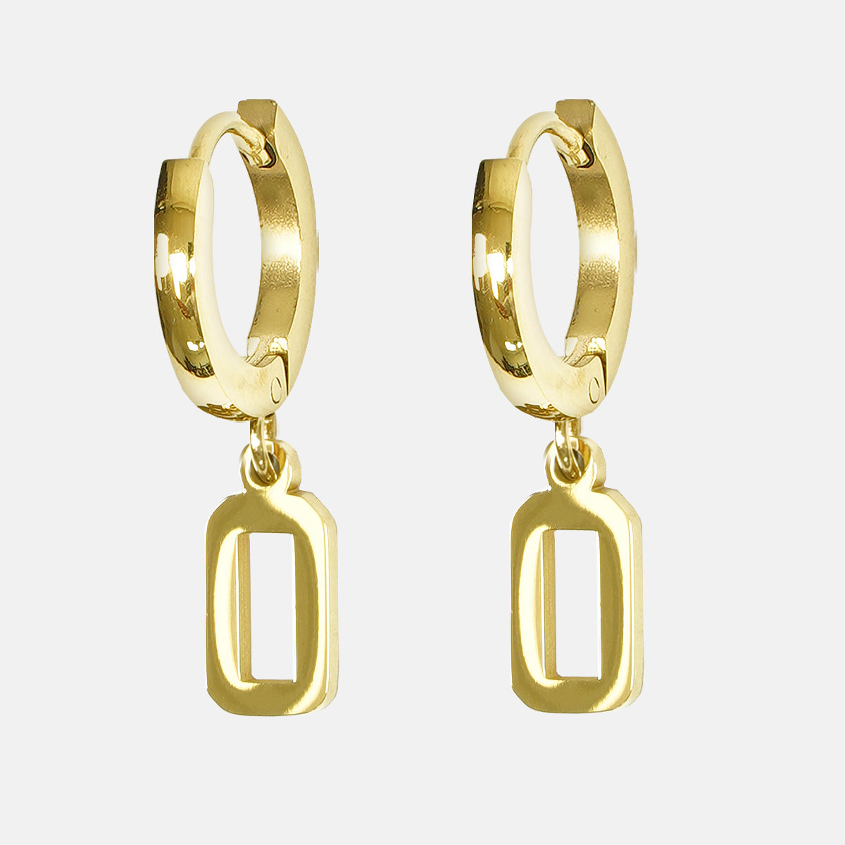 0 Number Earring - Gold Plated Stainless Steel
