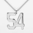 54 Number Pendant with Chain Necklace - Stainless Steel