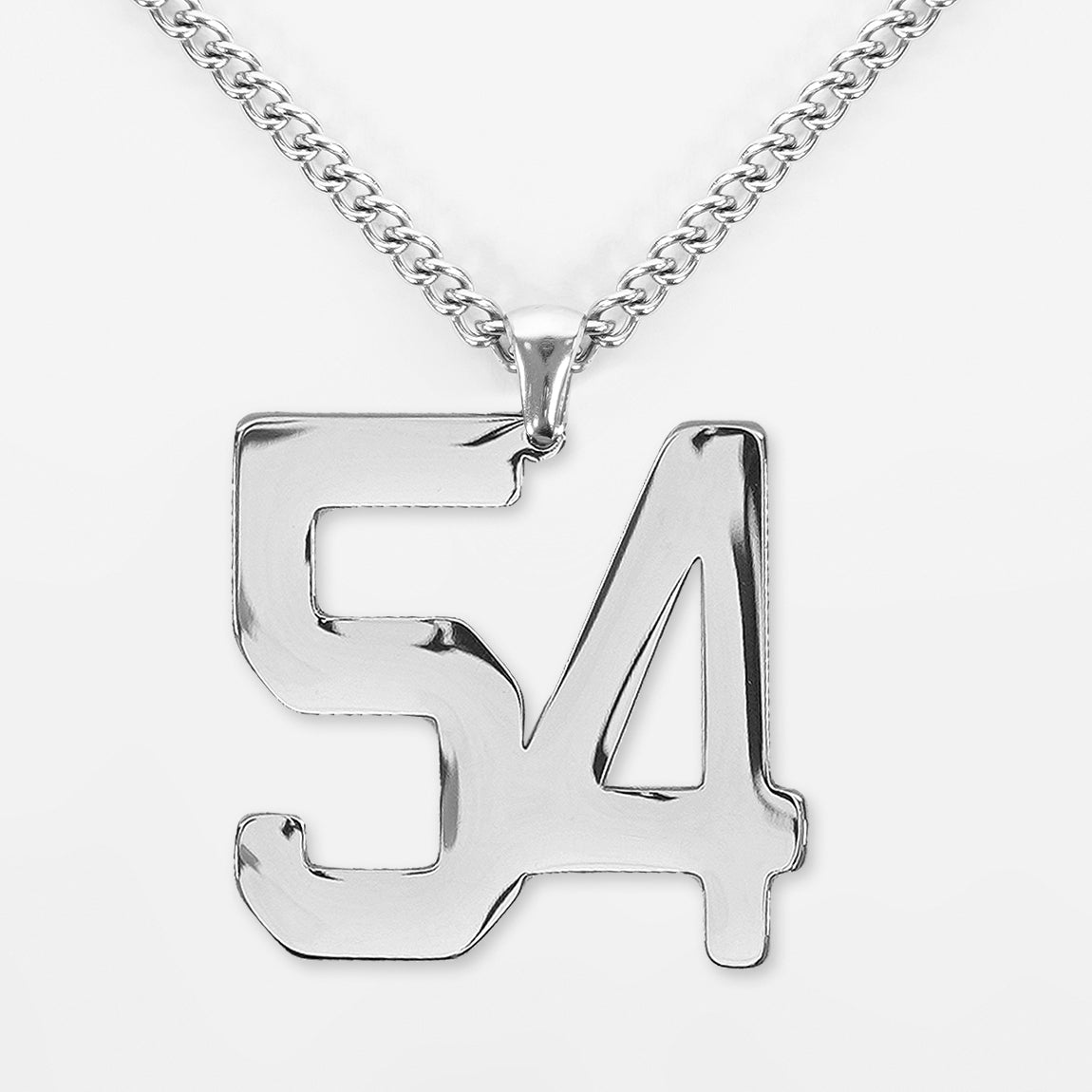 54 Number Pendant with Chain Necklace - Stainless Steel