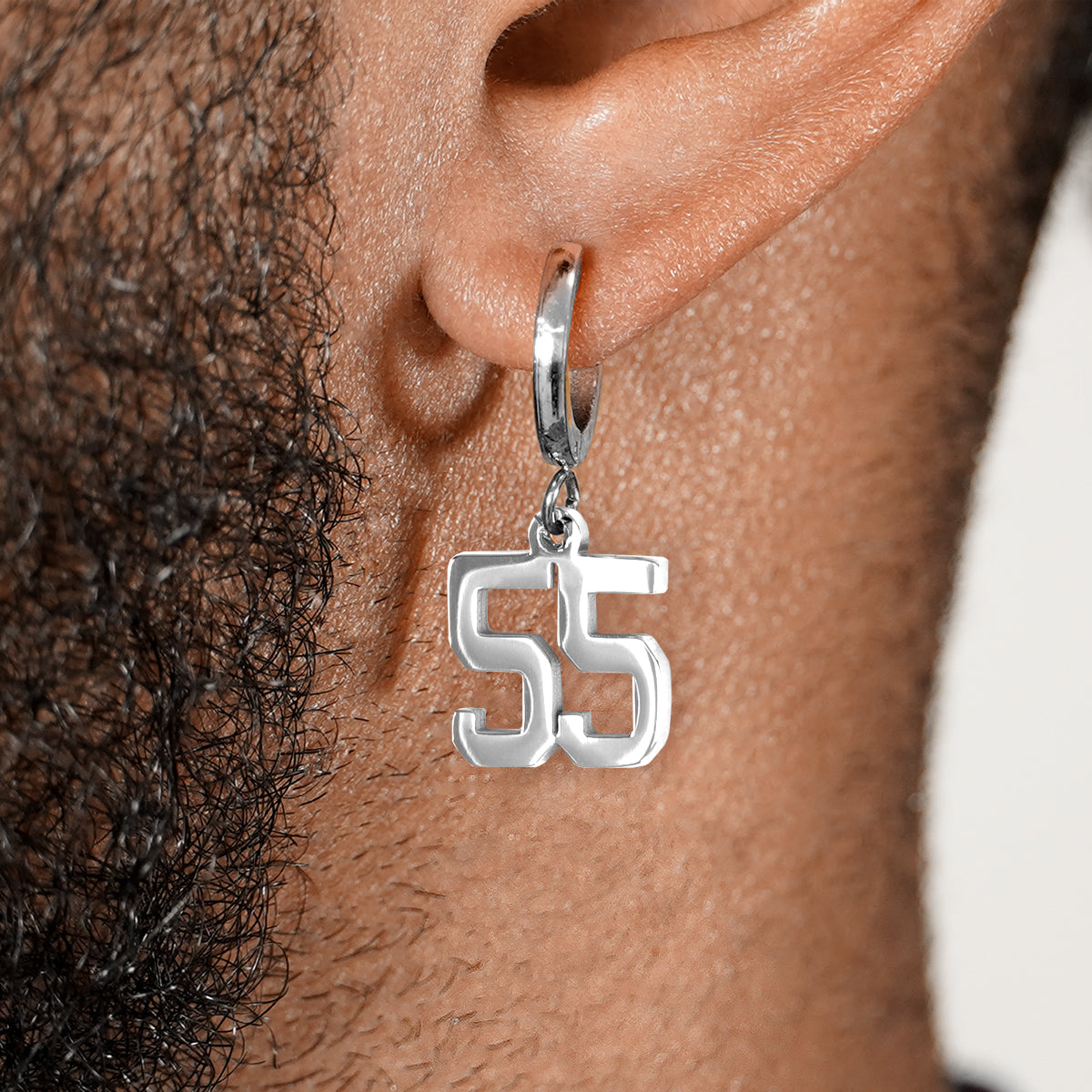 55 Number Earring - Stainless Steel