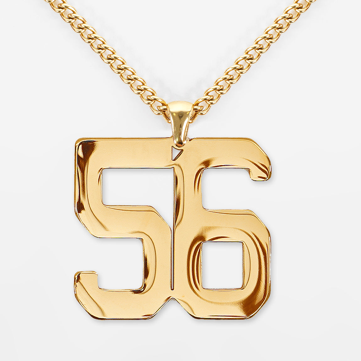 56 Number Pendant with Chain Necklace - Gold Plated Stainless Steel