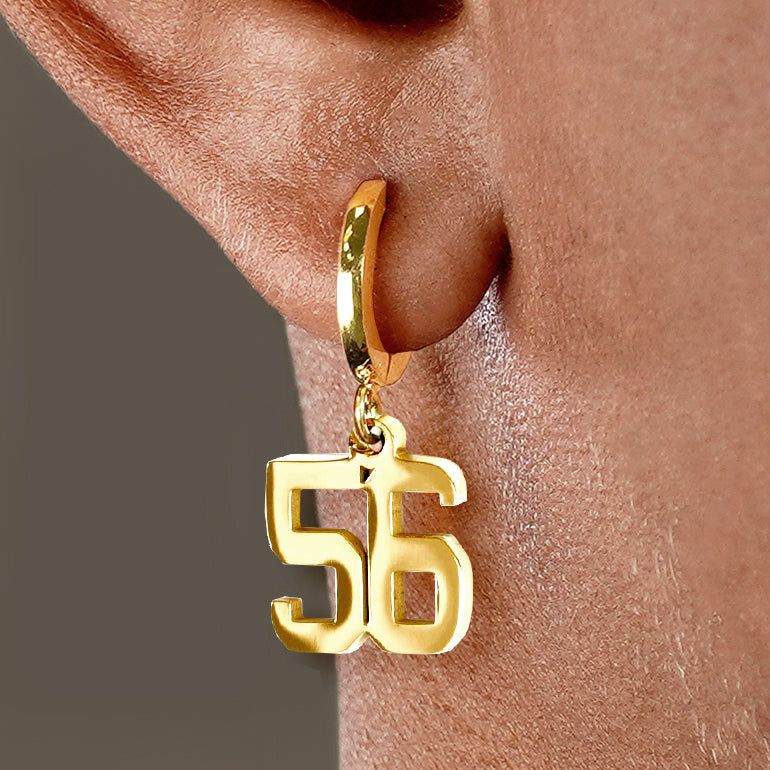 56 Number Earring - Gold Plated Stainless Steel
