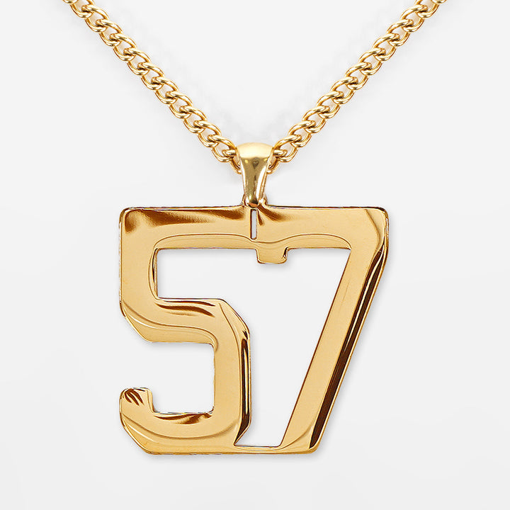 57 Number Pendant with Chain Kids Necklace - Gold Plated Stainless Steel