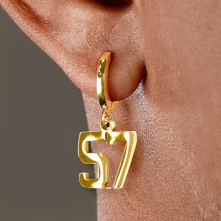 57 Number Earring - Gold Plated Stainless Steel