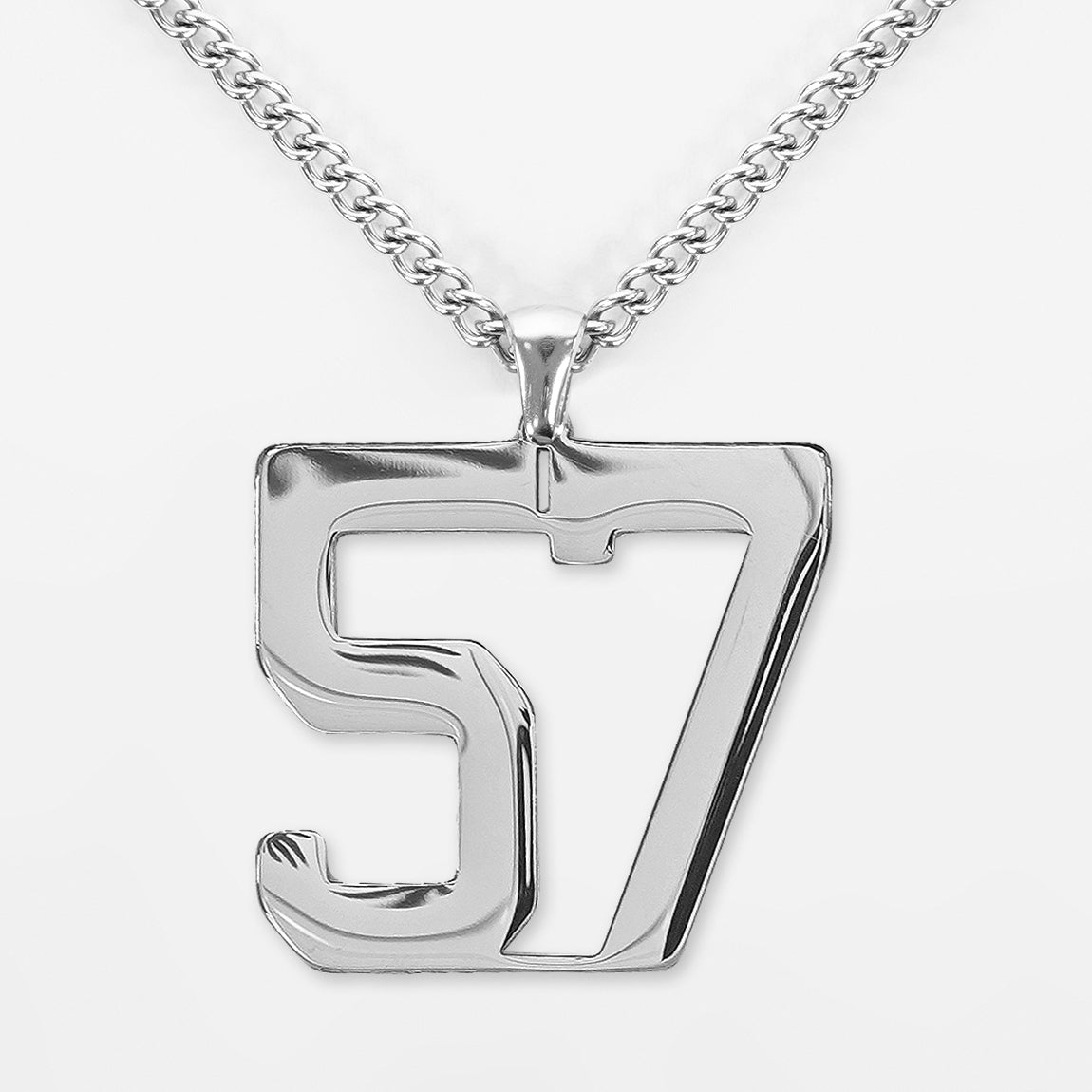 57 Number Pendant with Chain Necklace - Stainless Steel