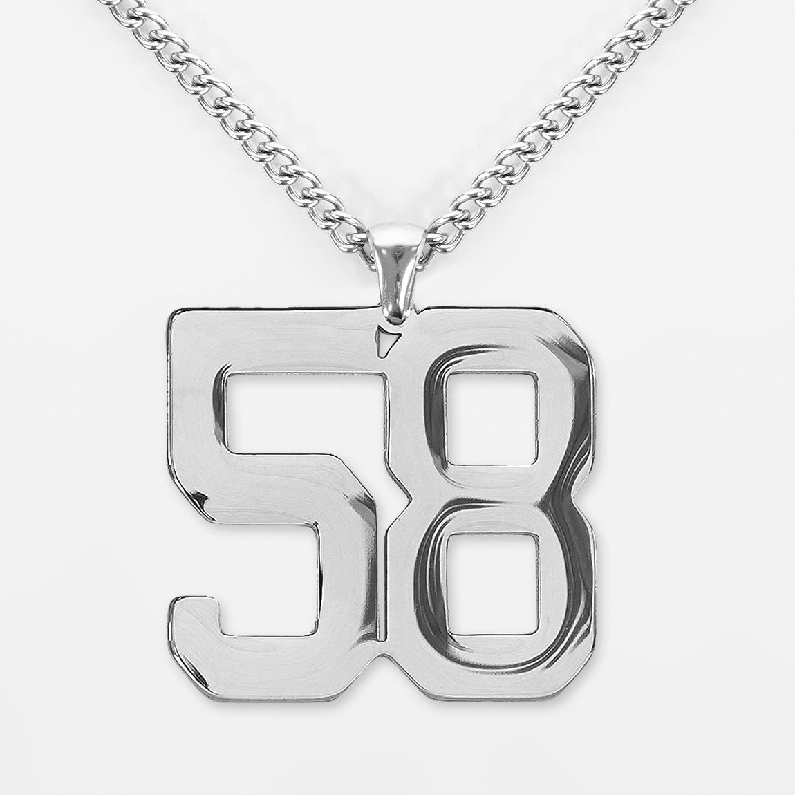 58 Number Pendant with Chain Necklace - Stainless Steel