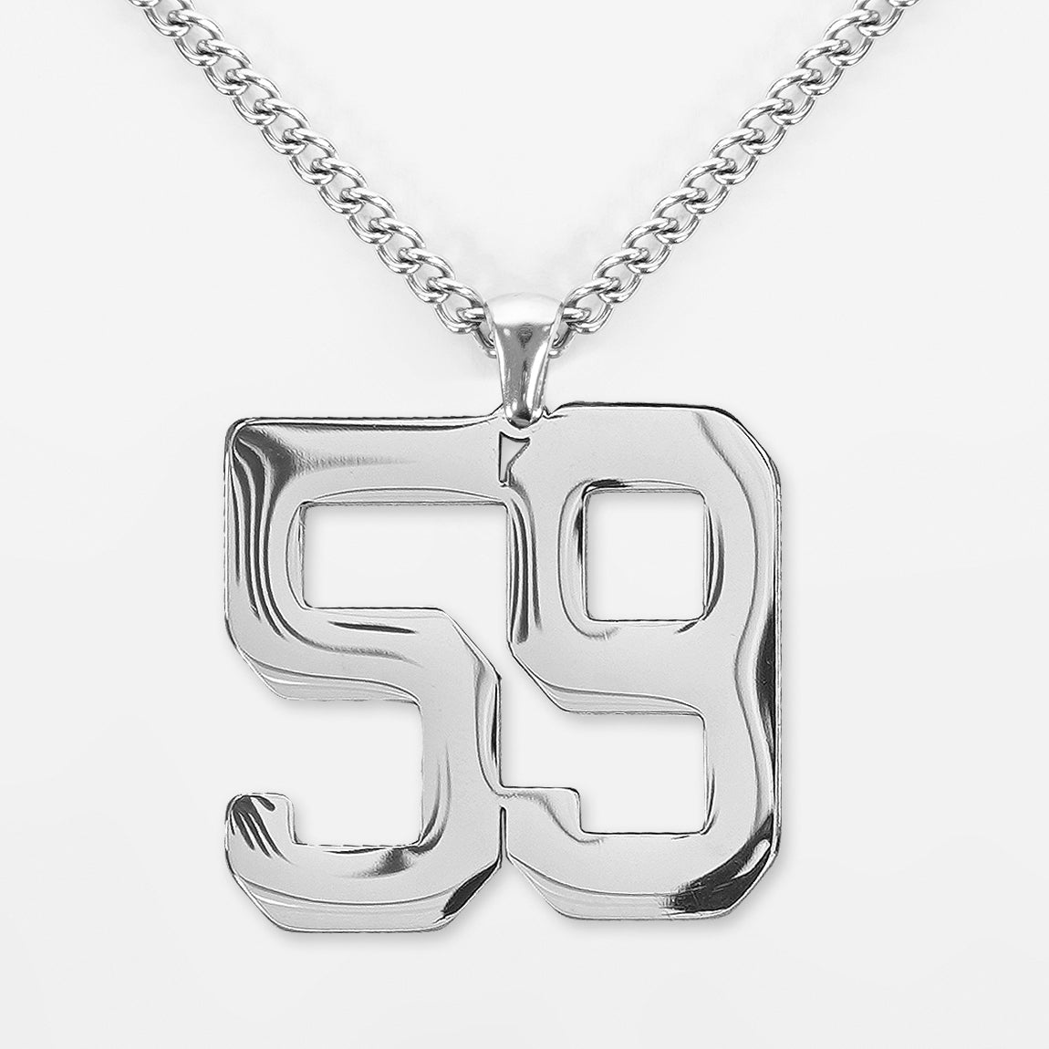 59 Number Pendant with Chain Necklace - Stainless Steel