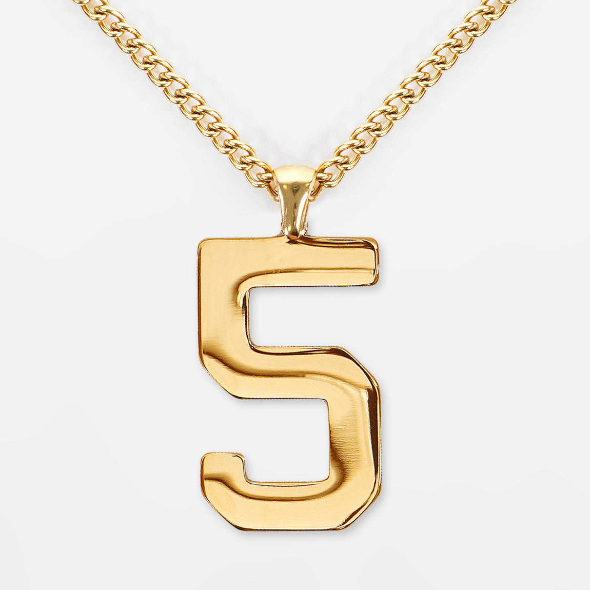 5 Number Pendant with Chain Kids Necklace - Gold Plated Stainless Steel