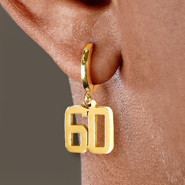 60 Number Earring - Gold Plated Stainless Steel