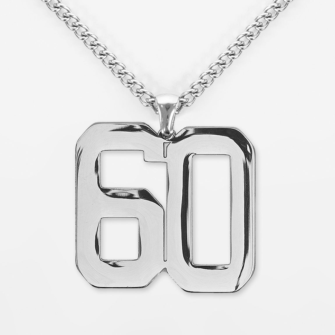 60 Number Pendant with Chain Necklace - Stainless Steel