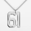 61 Number Pendant with Chain Necklace - Stainless Steel