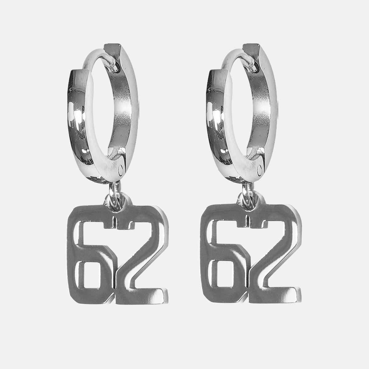 62 Number Earring - Stainless Steel