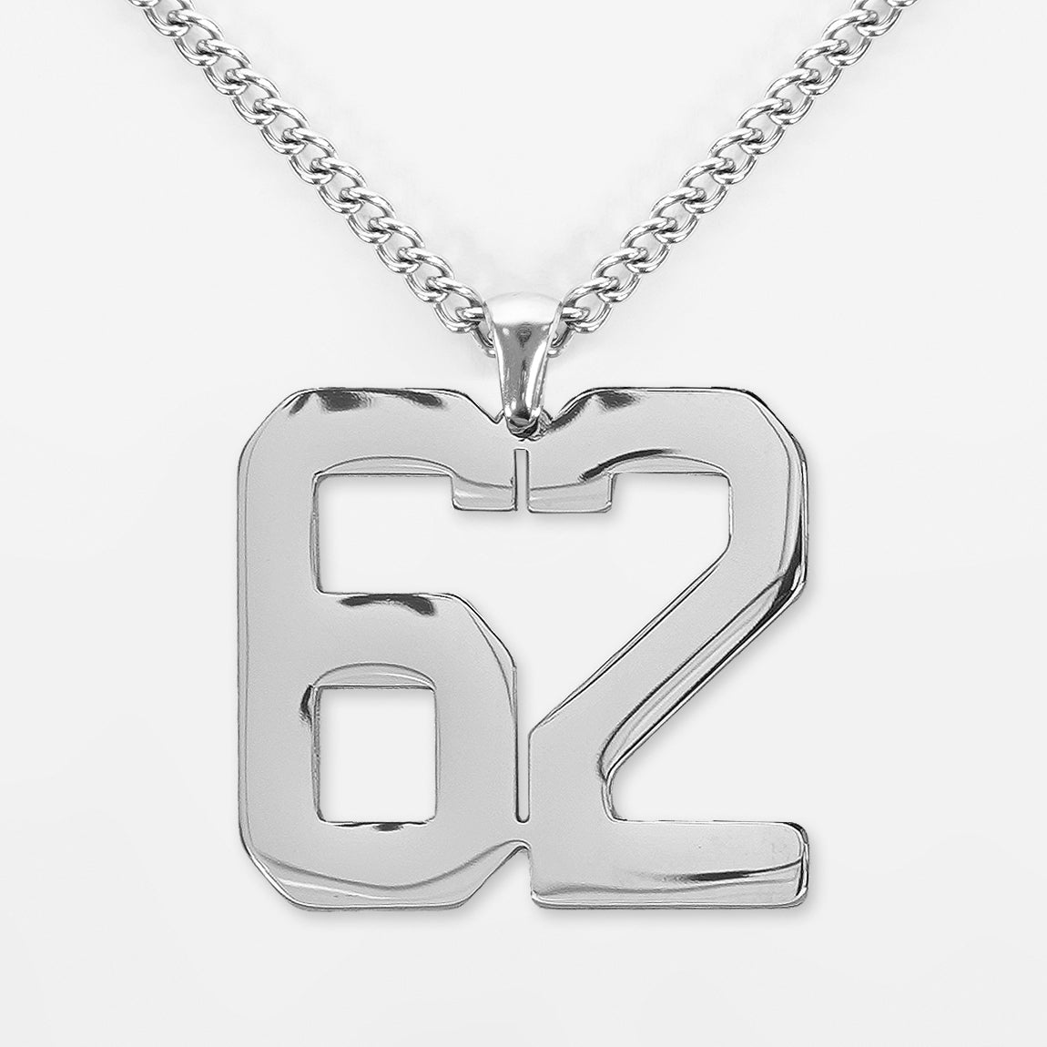 62 Number Pendant with Chain Kids Necklace - Stainless Steel