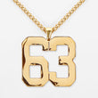 63 Number Pendant with Chain Kids Necklace - Gold Plated Stainless Steel