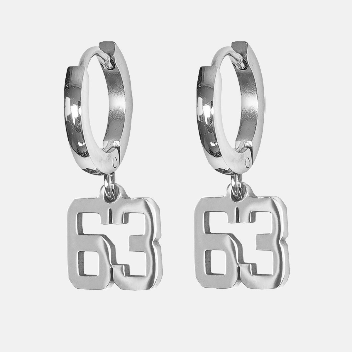 63 Number Earring - Stainless Steel