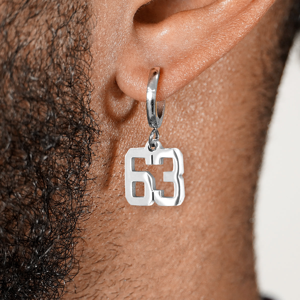 63 Number Earring - Stainless Steel