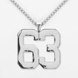 63 Number Pendant with Chain Kids Necklace - Stainless Steel