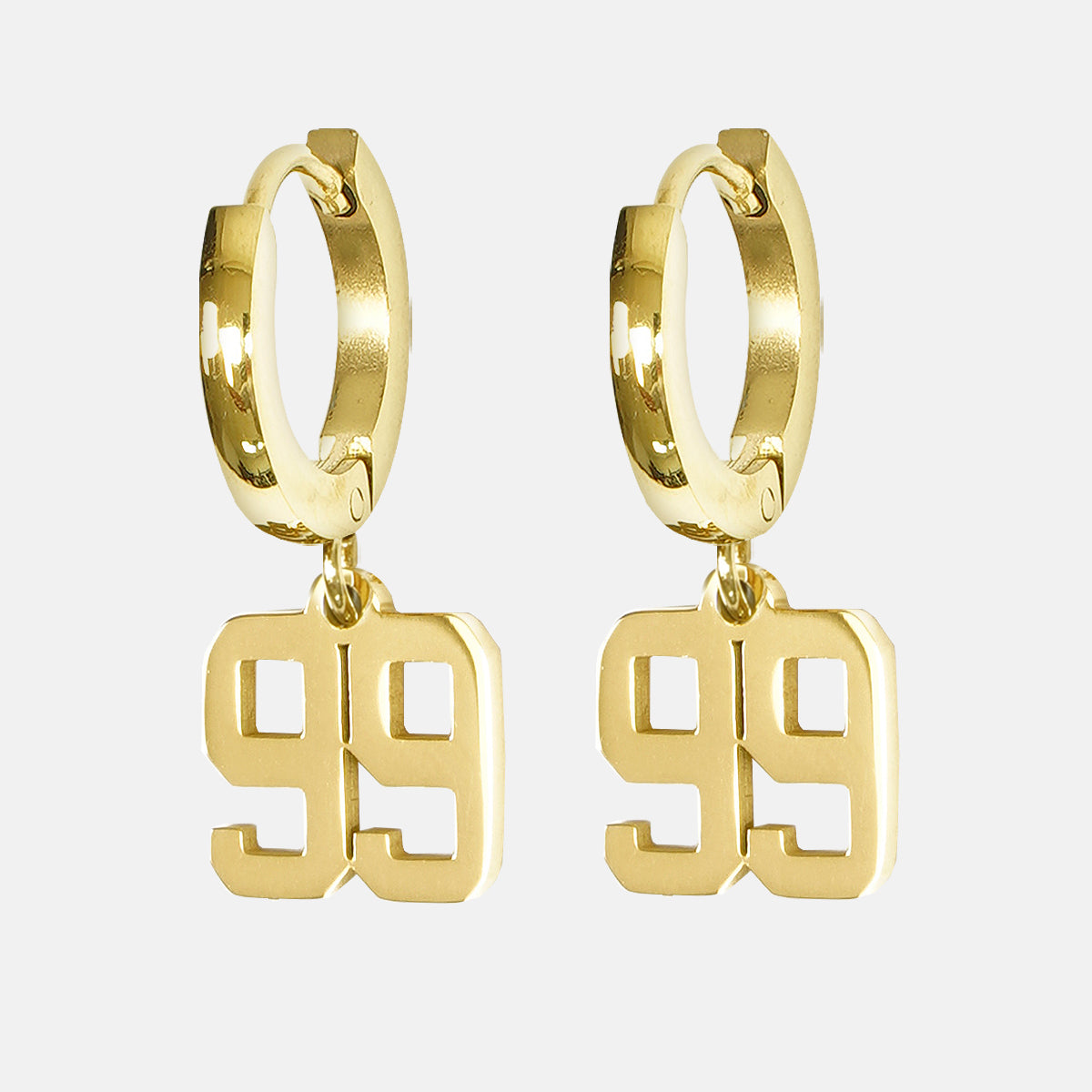 99 Number Earring - Gold Plated Stainless Steel