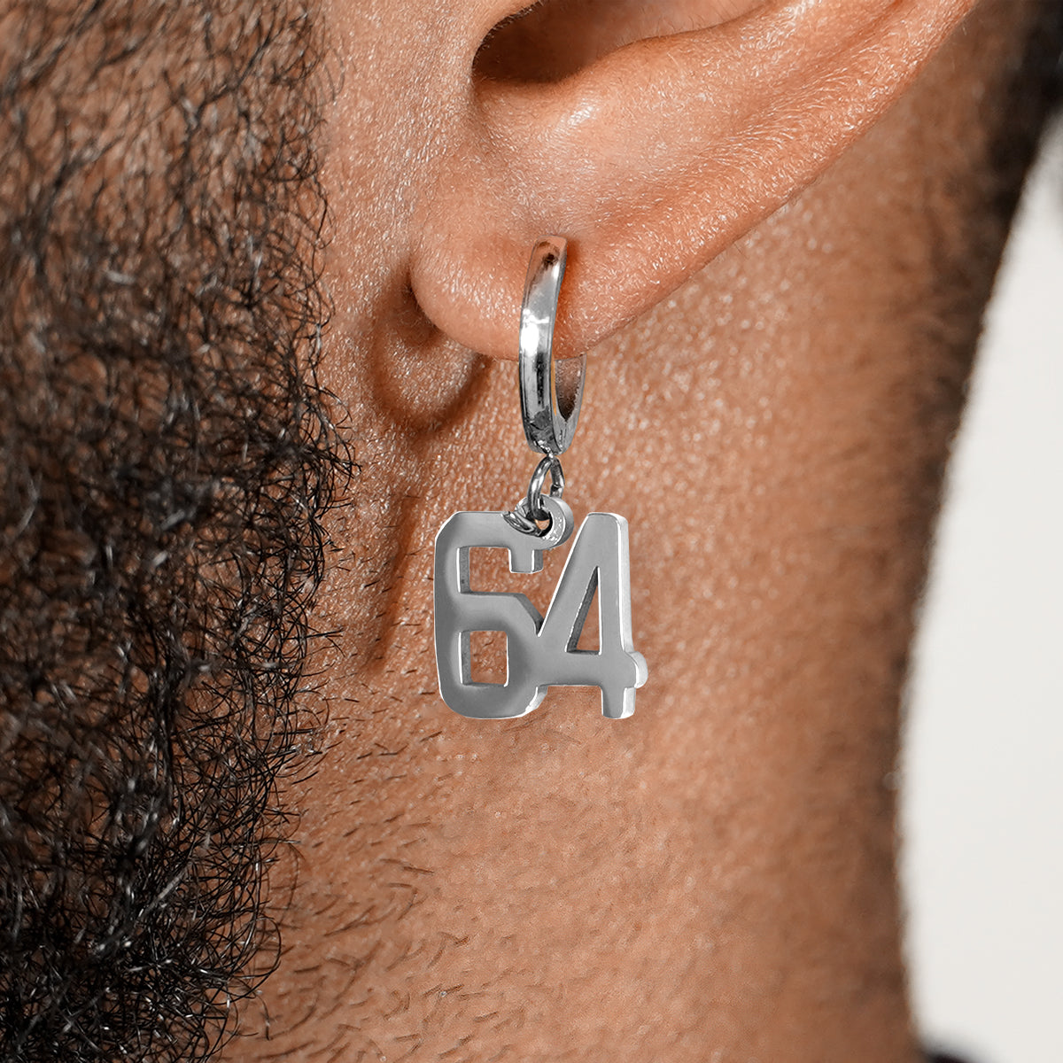 64 Number Earring - Stainless Steel